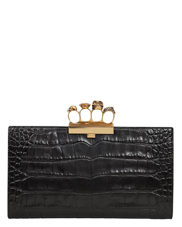 Alexander Mcqueen Skull Ring Clutch Black 1size