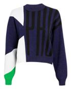 Proenza Schouler Pswl Logo Crewneck Sweater Blue/black/white/green L