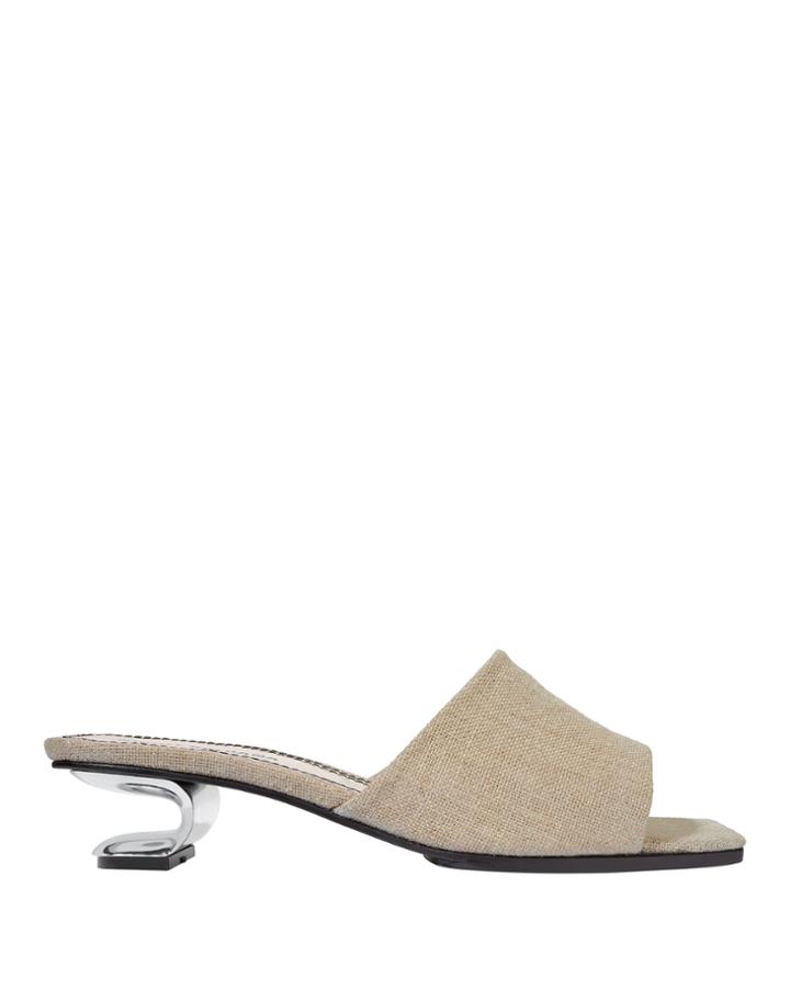 Nicole Saldana Linen Cutout Heel Sandals Beige 40