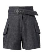 Derek Lam Indigo Belted Shorts Blue-drk 36