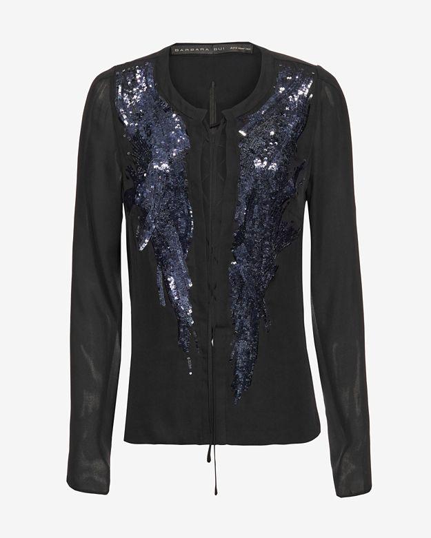 Barbara Bui Lace-up Sequin Blouse