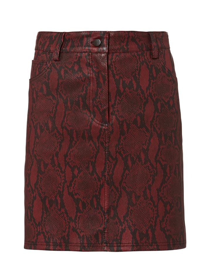Alc A.l.c. Troy Printed Leather Skirt Red 2