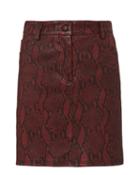 Alc A.l.c. Troy Printed Leather Skirt Red 2