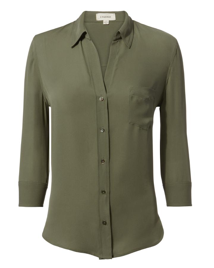 L'agence Ryan Beetle Silk Shirt Olive/army P