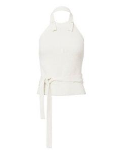 Helmut Lang Ribbed Knit Button-back Halter Top
