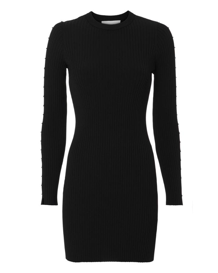 Jonathan Simkhai Staple Sleeve Knit Mini Dress Black P