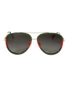 Gucci Bi-color Aviator Sunglasses Metallic 1size