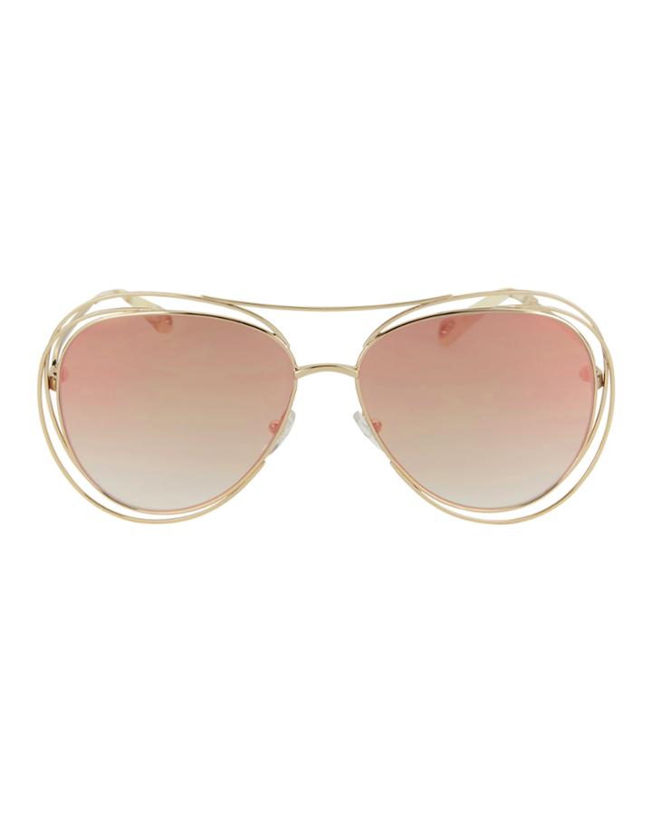 Chloe Chlo Carlina Wire Round Sunglasses Gold 1size
