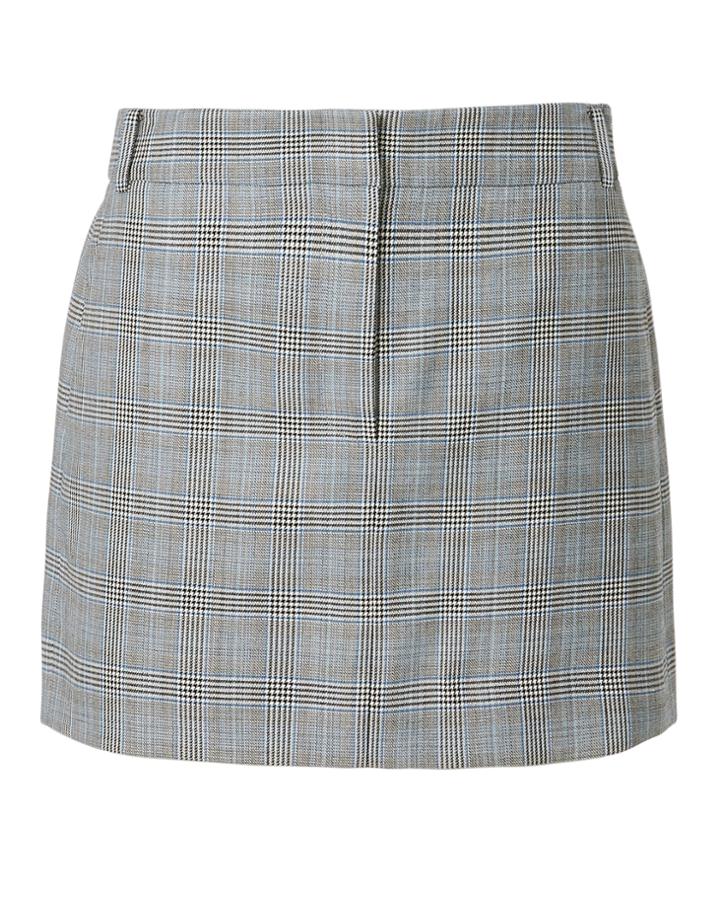 Tibi Cooper Check Mini Skirt Grey Zero