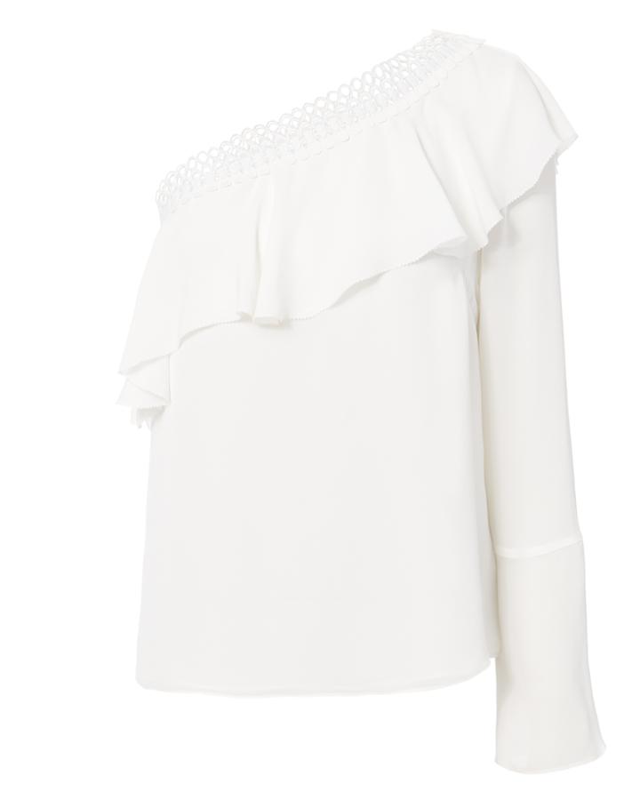 Exclusive For Intermix Dora Lace Detail One Shoulder Top Ivory M