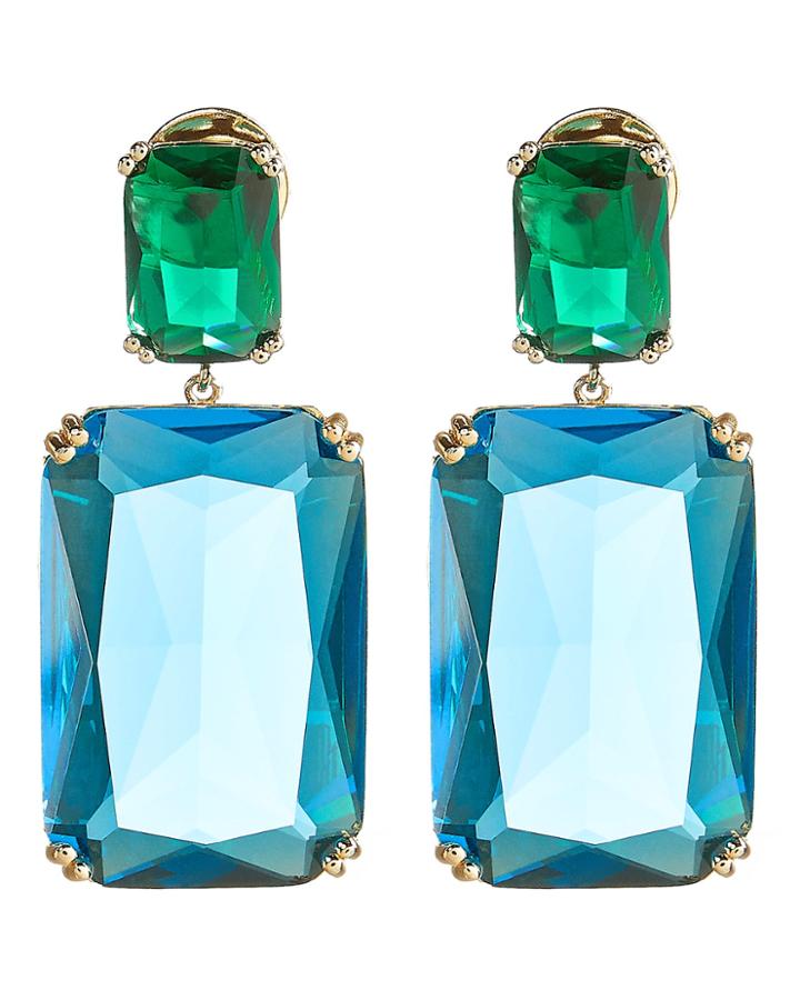 Amber Sceats Rectangle Color Crystal Earrings Light Blue 1size