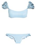 Shadi Metallic Blue Ruffle Detail Bikini Metallic Blue S