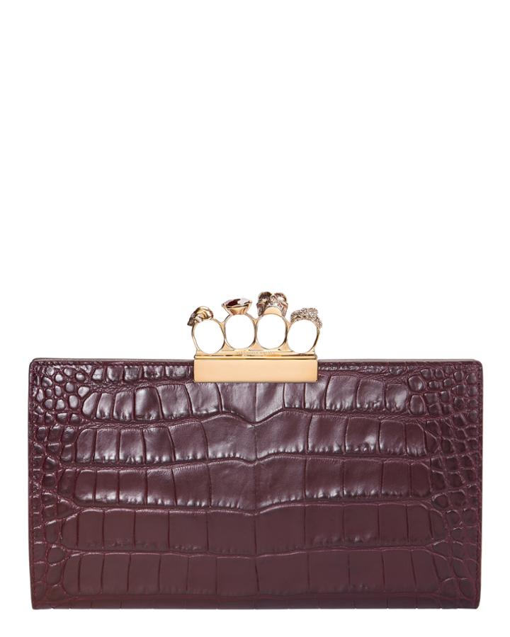 Alexander Mcqueen Skull Four Ring Flat Pouch Purple-drk 1size
