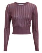 Michelle Mason Metallic Knit Cropped Sweater Mauve/red P