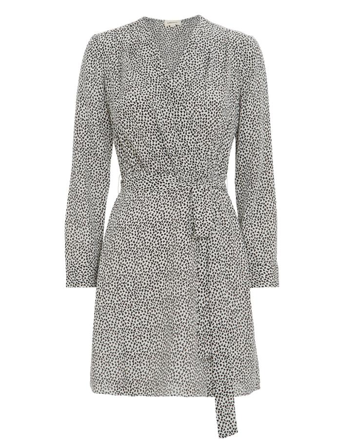 L'agence Diego Long Sleeve Mini Wrap Dress Black/white 2