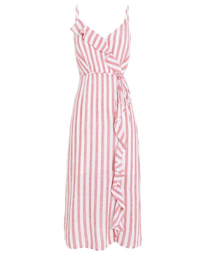 Rails Ariel Midi Dress Maroon/stripe M