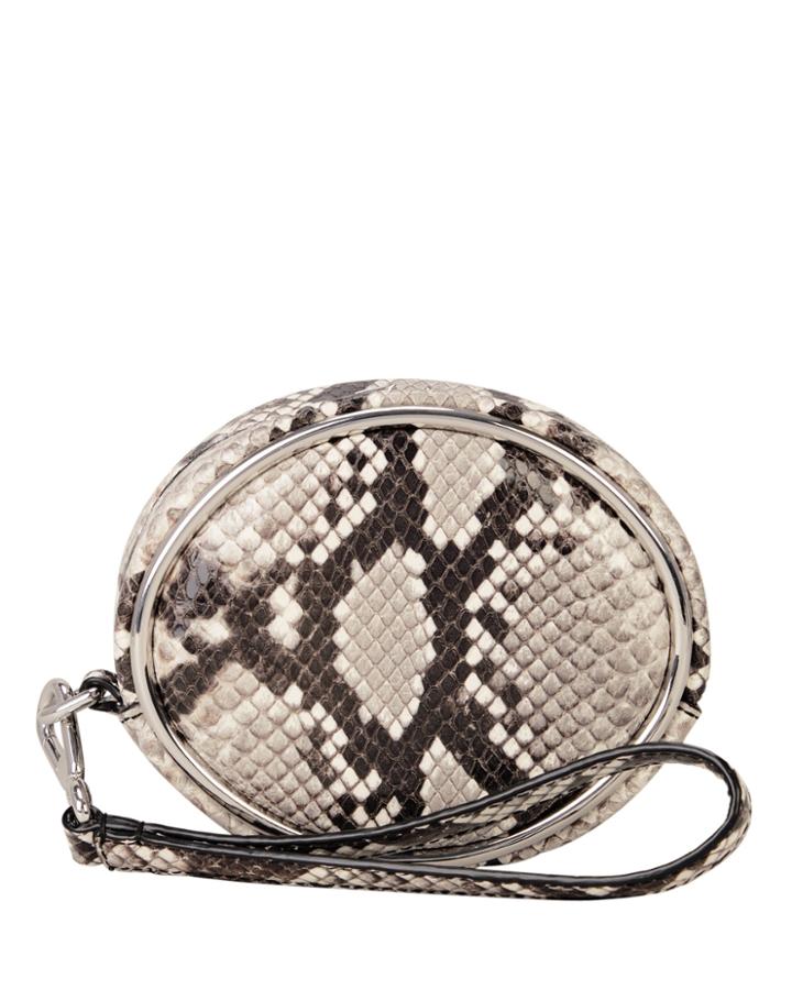 Alexander Wang Halo Circle Snakeskin Wristlet Beige/snakeskin 1size