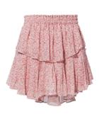 Love Shack Fancy Loveshackfancy Pink Ruffle Mini Skirt Red S