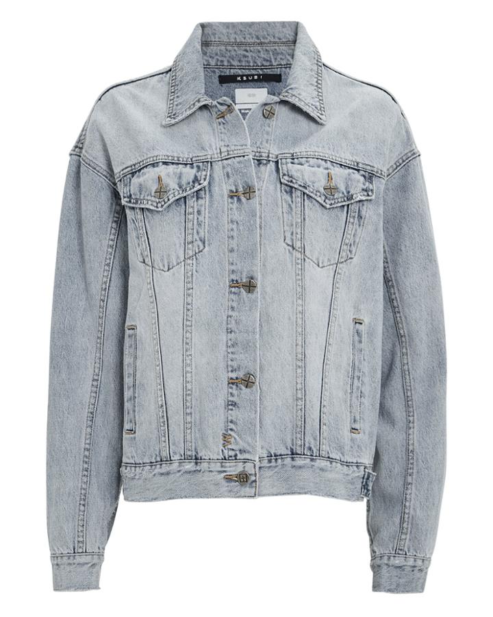 Ksubi Oversized Slash Jacket Light Blue Denim L