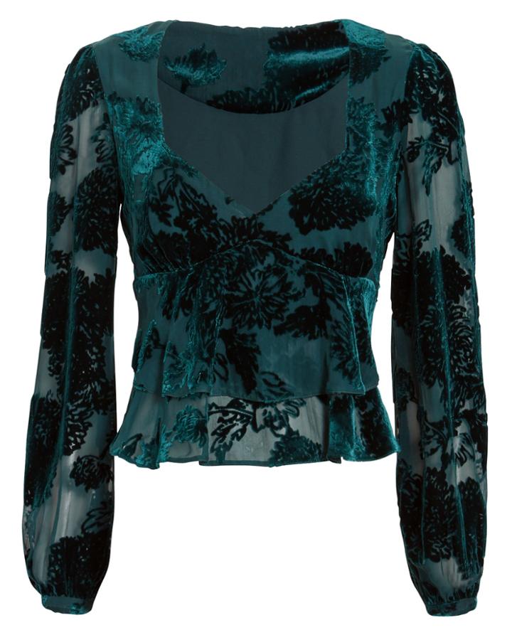 Exclusive For Intermix Intermix Maxine Velvet Top Green 2