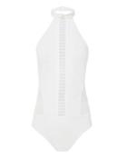 Jonathan Simkhai Lace Halter One Piece Swimsuit