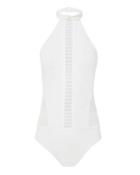 Jonathan Simkhai Lace Halter One Piece Swimsuit