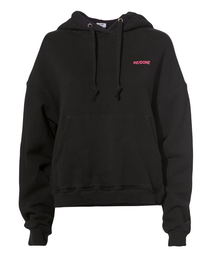 Re/done Black Cropped Hoodie Black S