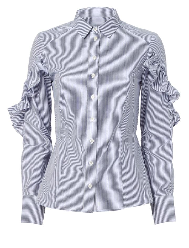 Sea Ruffle Sleeve Button-down Shirt