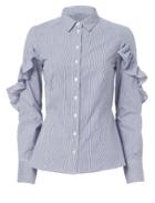 Sea Ruffle Sleeve Button-down Shirt