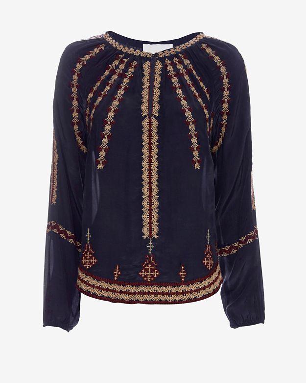 Love Sam Embroidered Blouse: Navy