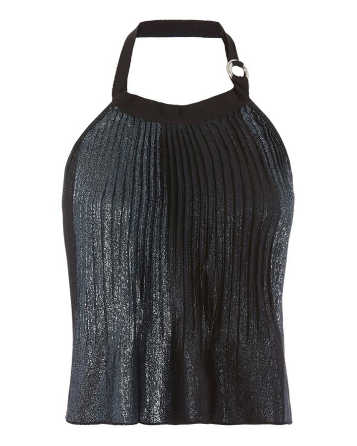 Adam Selman Topiary Pleated Halter Top