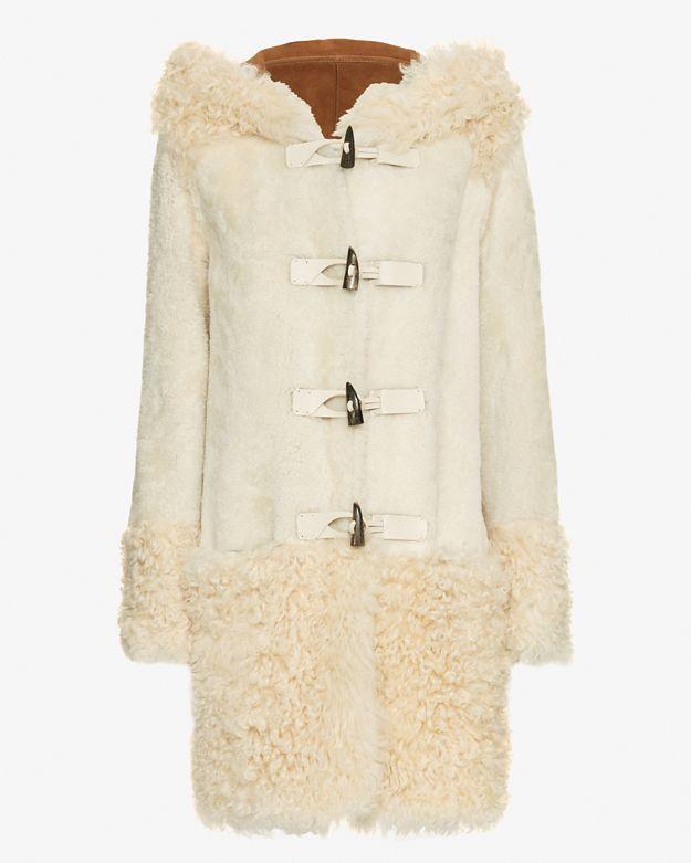 Yves Salomon Shearling Toggle Coat: Biscuit