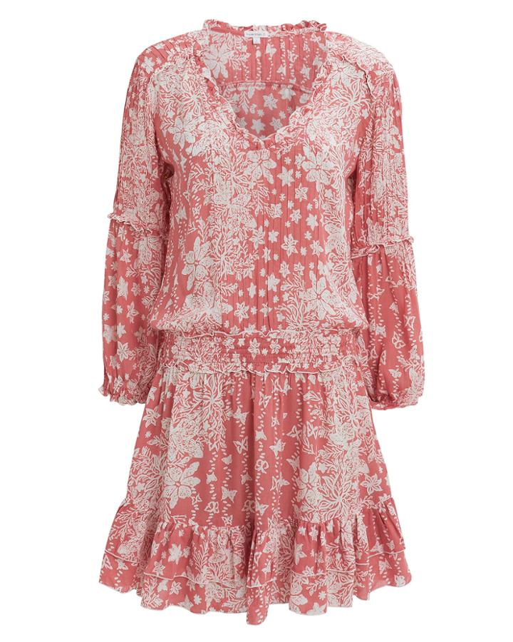 Poupette St Barths Poupette St Barth Ilona Ruffle Mini Dress Coral Floral P