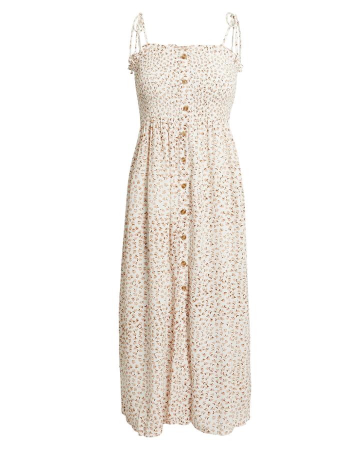 Faithfull The Brand Suki Midi Dress Beige Floral L