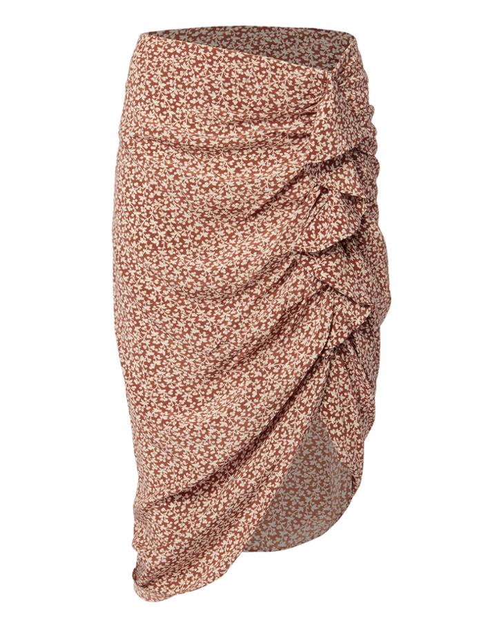 Veronica Beard Hazel Side Ruffle Skirt Beige/khaki Zero