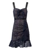 Self-portrait Petal Broderie Anglaise Mini Dress Navy 2