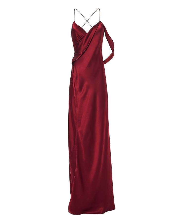 Michelle Mason Draped Red Gown Red 4