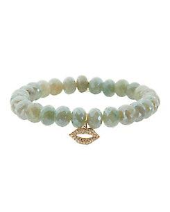 Sydney Evan Lips Charm Blue Silverite Bracelet