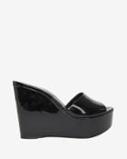 Sergio Rossi Lakeesha Patent Leather Wedge Slide Sandal: Black