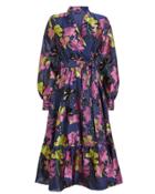 Stine Goya Niki Wrap Dress Indigo/floral M