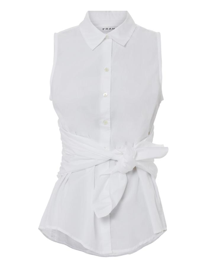 Frame Tie Sleeveless Blouse White S