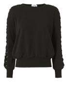 L'agence Mirana Lace Sleeve Sweatshirt Black P