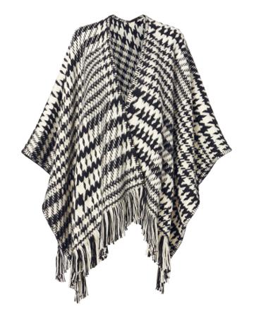 Pooltrend Houndstooth-fringed Poncho Black/white 1size