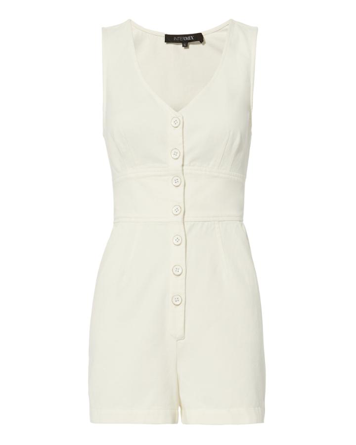 Exclusive For Intermix Intermix Christie Tie Back Romper Ivory Zero