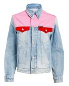 Calvin Klein Jeans Pink Colorblocked Denim Jacket Light Pink/red/blue Denim P