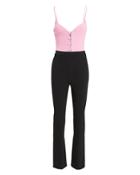 David Koma Crystal-embellished Two-tone Jumpsuit Pink/black 10