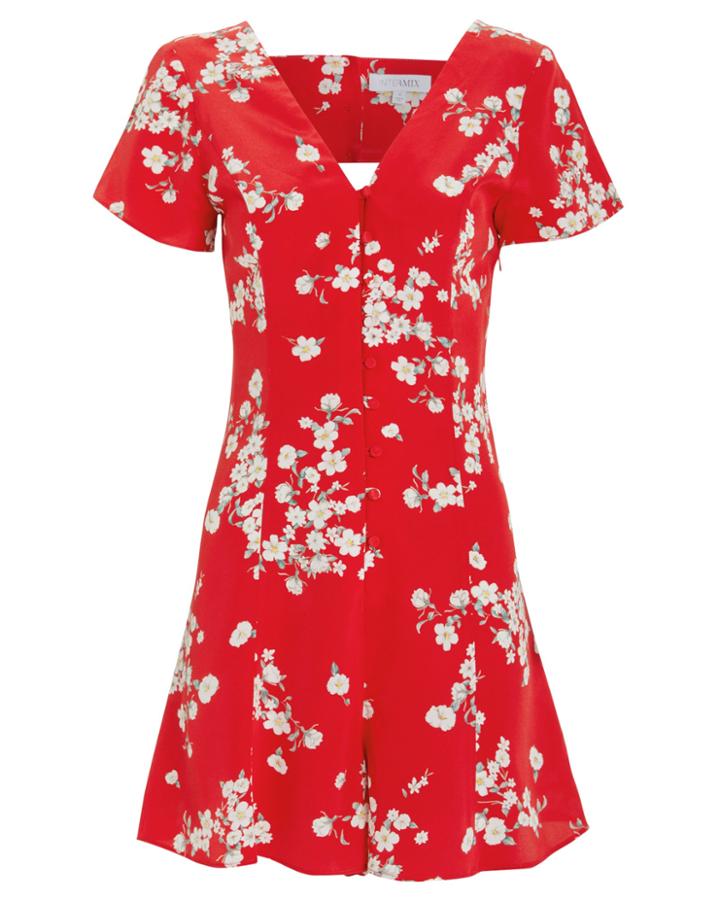 Exclusive For Intermix Intermix Lisbeth Silk Romper Red/floral 8