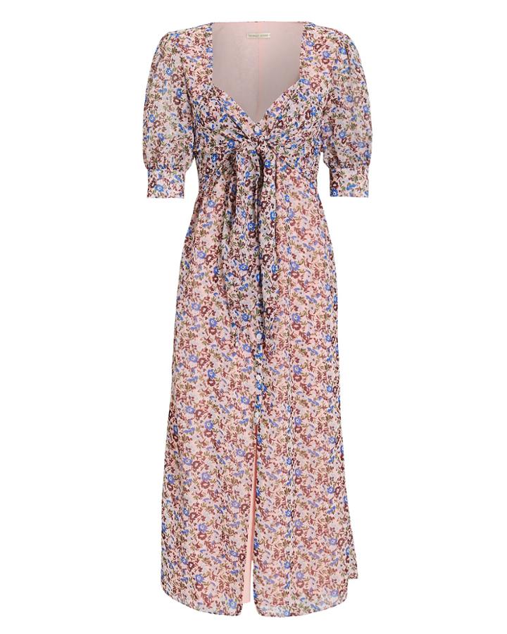 The East Order Sophie Tie Front Midi Dress Pink/floral S