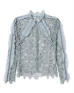 Self-portrait Ruffle Floral Lace Top