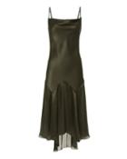 Fleur Du Mal Teardrop Slip Midi Dress Olive/army P